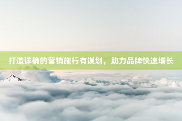 打造详确的营销施行有谋划，助力品牌快速增长
