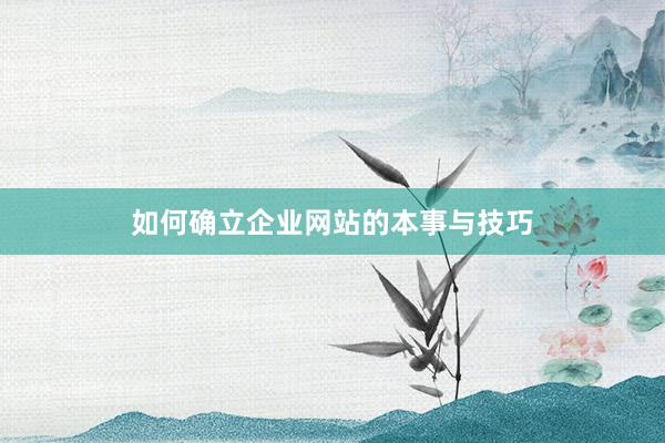 如何确立企业网站的本事与技巧