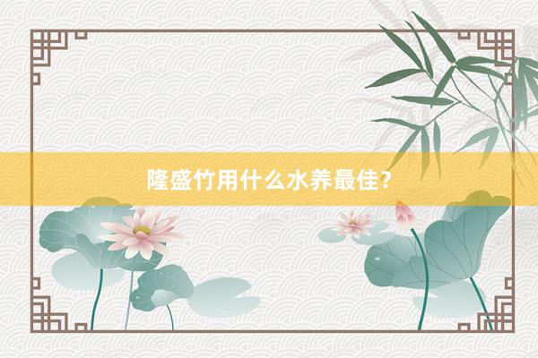 隆盛竹用什么水养最佳？